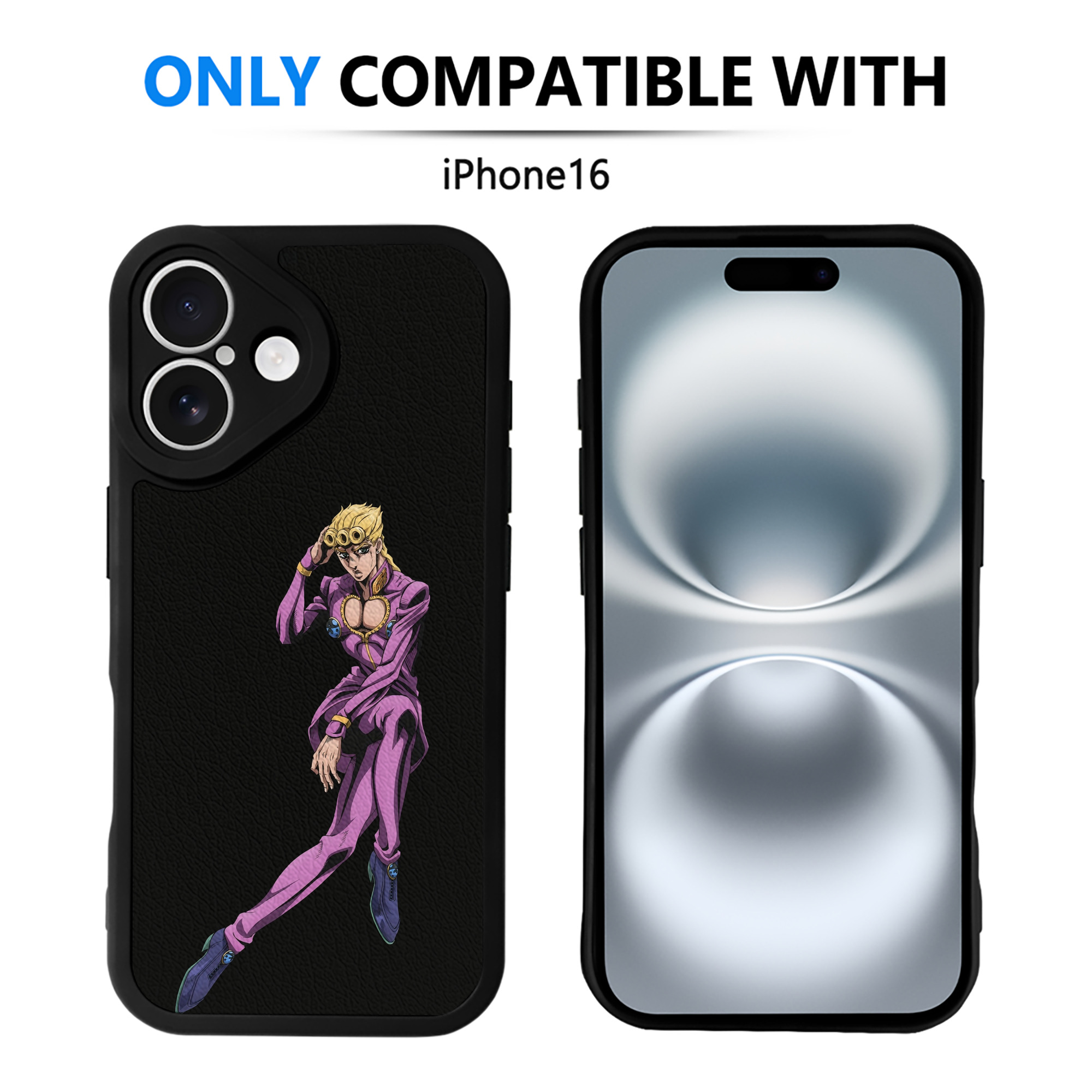（画像用） ジョジョの奇妙な冒険 ジョルノ?ジョバァーナ JoJo's Bizarre Adventure Giorno Giovanna 【iPhone 16シリーズ対応】シリコンスマホケース（レザー調） 材質：シリコン